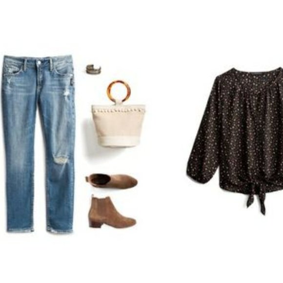 *RESTOCK* WEST KEI CASIYA NAVY TIE-FRONT PATTERNED BLOUSE NWT - Picture 3 of 8